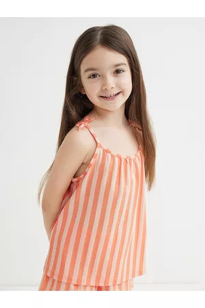 H&M Girls Pack of 5 Beige Cotton Jersey Strappy Tops