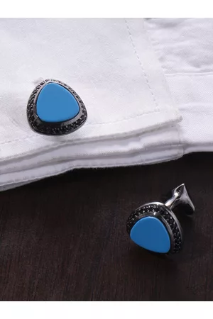 Voylla Blue Geometric Cufflinks