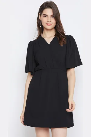 Imfashini Women Black Solid Fit and Flare Dress