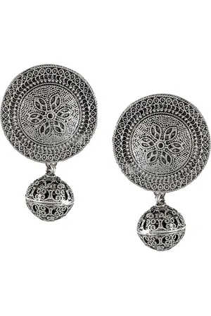 Silvermerc Designs Silver-Plated Oxidised Contemporary Drop Earrings