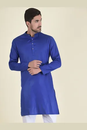 DEYANN Men Blue Jacquard Kurta