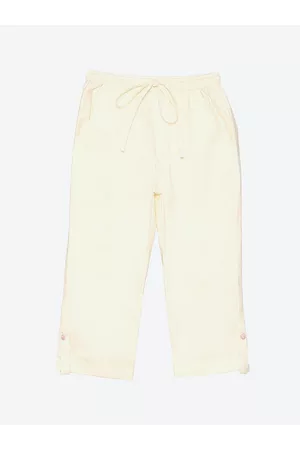 Biba Girls White Relaxed Straight Leg Straight Fit Trousers