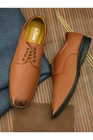 John Karsun Men Tan Solid Formal Derbys