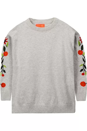 Cherry Crumble Girls Grey Printed Sweater