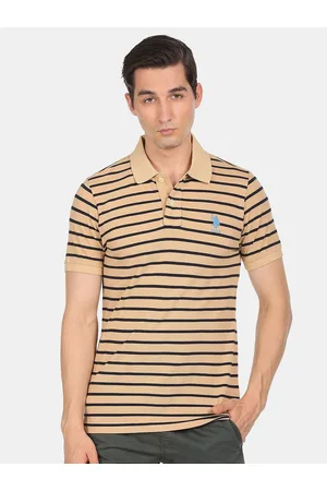U.S. Polo Assn. U S Polo Assn Men Beige Striped T-shirt