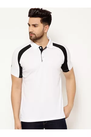 EPPE Men White & Black Colourblocked Polo Collar T-shirt