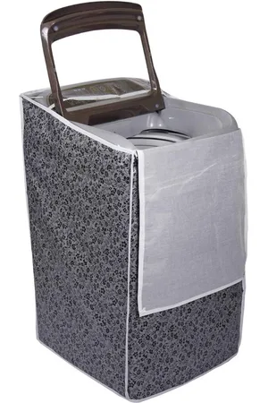 DALUCI Grey Printed Cotton Washing Machine covers