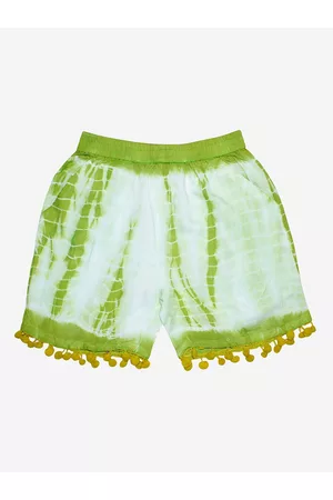 KiddoPanti Girls Green Tie & Dye Shorts