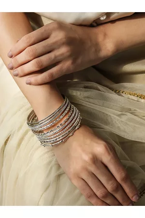 Fida Set of 10 Oxidised Silver-Plated Bangle Set