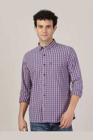 MERCHANT MARINE Men Blue Classic Slim Fit Checked Casual Shirt