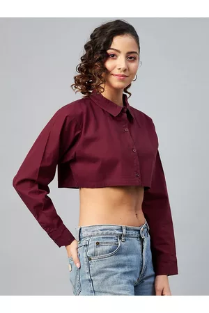 Chimpaaanzee Women Maroon Relaxed Casual Shirt