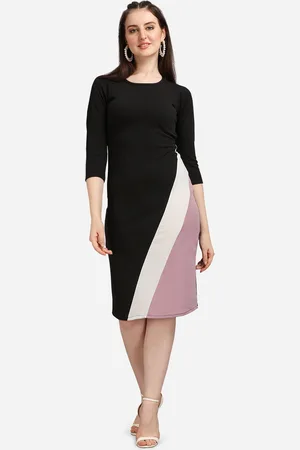 PURVAJA Women Black Colourblocked Bodycon Dress