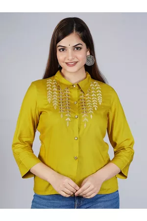 Kalini Women Mustard Classic Slim Fit Casual Shirt
