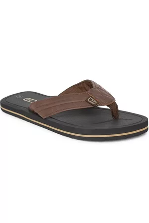 Pantaloons Men Slippers - Men Brown & Black Slip-On Flip Flops