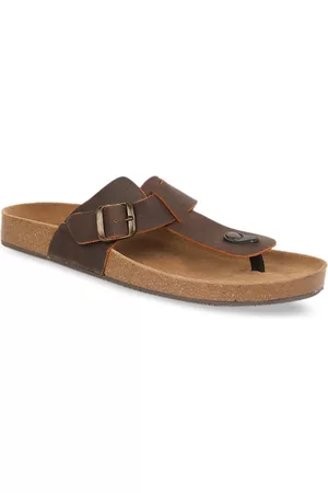 Bata Men Brown Leather Comfort Sandals