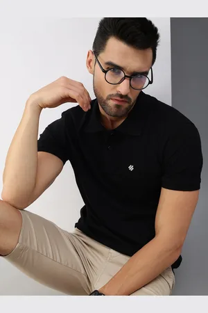 ONN Men Black Polo Collar T-shirt