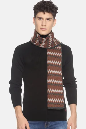 513 Clothing Men Beige & Red Woven Design Mufflers