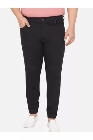 John Pride Plus Size Men Black Jogger Mid-Rise Clean Look Stretchable Jeans