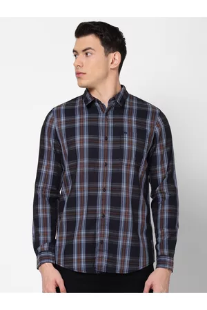 Lee Men Blue Slim Fit Tartan Checks Cotton Checked Casual Shirt