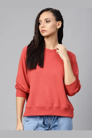 Roadster Women Coral Red Solid Sweatshirt