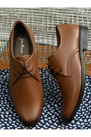 John Karsun Men Tan Solid Formal Derbys