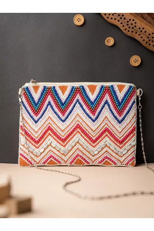 Nidhi Rathi Women Pink & Blue Embroidered Zipper Pouch