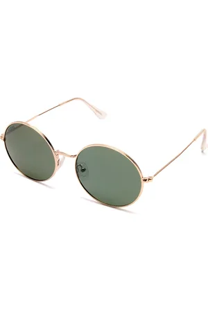 Roadies Unisex Green Lens & Gold-Toned Oval Sunglasses with Polarised Lens RD-108-C1