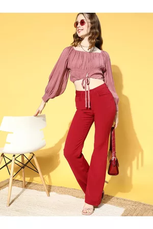 Antheaa Women Alluring Rose Solid Bustier Top