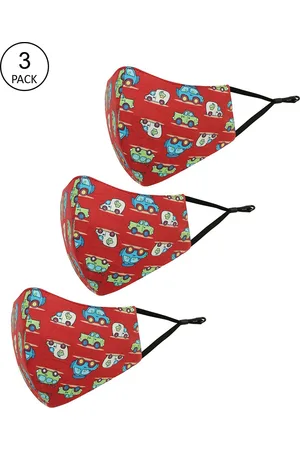 Tossido Kids Pack Of 3 Printed 3-Ply Reusable Cotton Cloth Mask