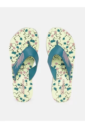 adidas Women Green & Pink Leaf Print Thong Flip-Flops