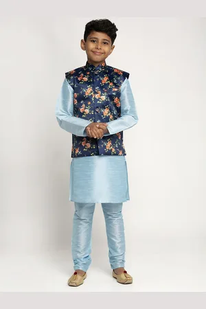 Kraft Boys Blue Dupion Silk Kurta with Churidar