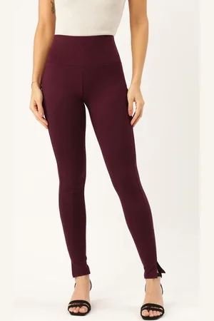 Antheaa Women Burgundy Skinny Fit Solid Treggings