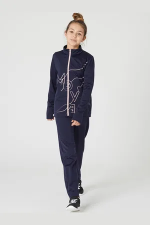 DECATHLON Girls Navy Printed Gymy Warm Tracksuit