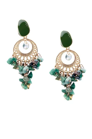 Alberre Odette Green Oval Drop Earrings