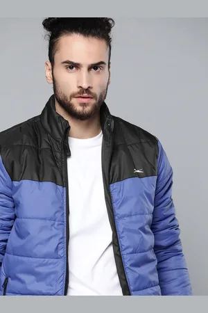 Slazenger Men Blue & Black Colourblocked Padded Jacket