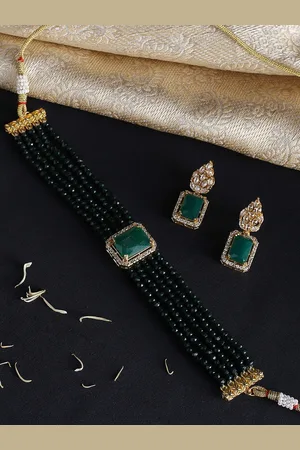 justpeachy Green AD-studded Choker Set