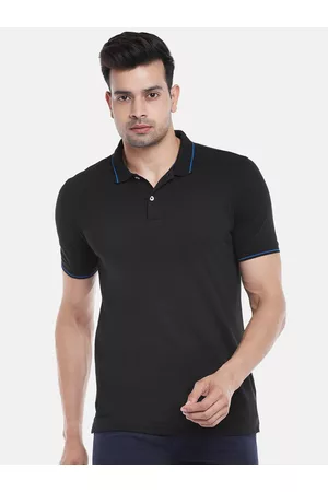 Pantaloons Men Black Polo Collar Outdoor T-shirt