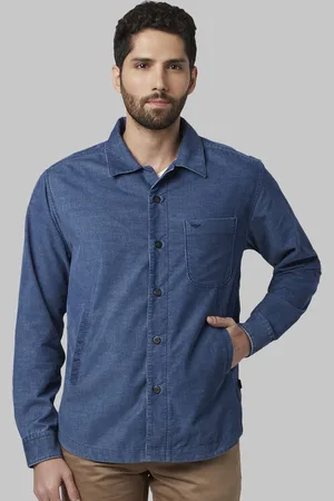 Park Avenue Men Blue Slim Fit Solid Casual Shirt