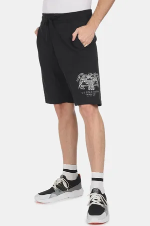 Ralph Lauren U S Polo Assn Denim Co Men Black & White Printed Slim Fit Shorts