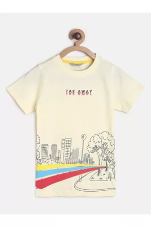 TALES & STORIES Boys Off White Printed Cotton T-shirt