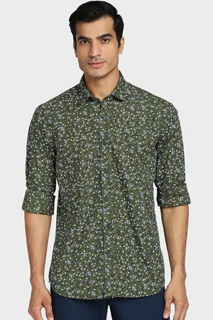 ColorPlus Men Green Tailored Fit Floral Printed Casual Shirt