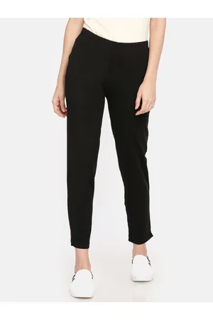 Dollar Missy Women Black Solid Classic Straight Fit Cigarette Trousers