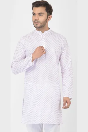 DEYANN White Floral Printed Cotton Kurta