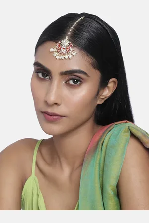 LAIDA Gold-Plated Handcrafted Pearl Embellished Maang Tikka