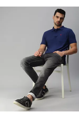 ONN Men Navy Solid Polo Collar T-shirt