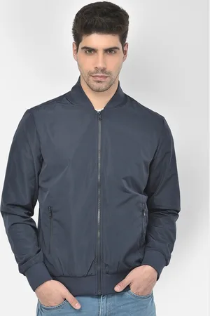 Richlook Men Navy Blue Regular Fit Bomber Jacket