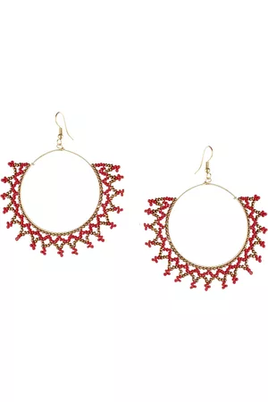 DESI COLOUR Maroon & Green Circular Drop Earrings