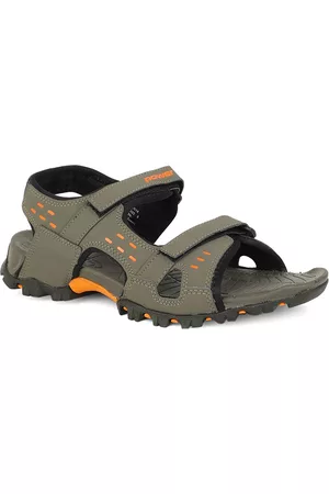 POWER Men Grey & Orange Patterned Sports Sandals