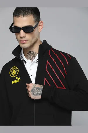 PUMA Men Black Brand Logo Manchester City Outdoor Sporty Jacket