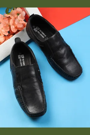 Red Chief Men Black Leather Semiformal Slip-Ons
